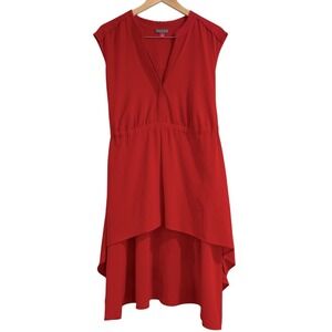 Vince Camuto Red Hi-Low Dress Sleeveless‎ V-Neck Casual Party 2X Romantic Glam